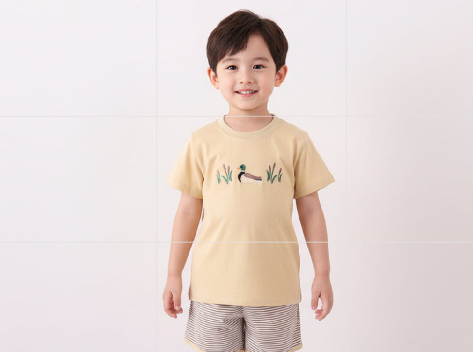 Boys Embroidery Duck Short Set