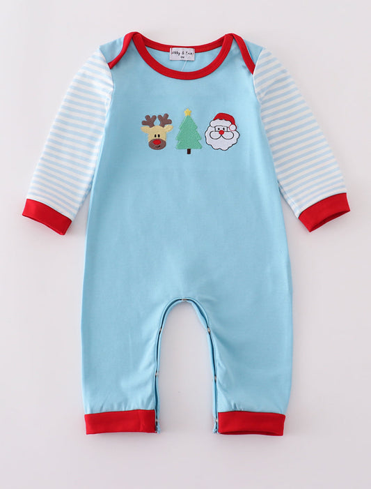 Boys Blue Santa Romper