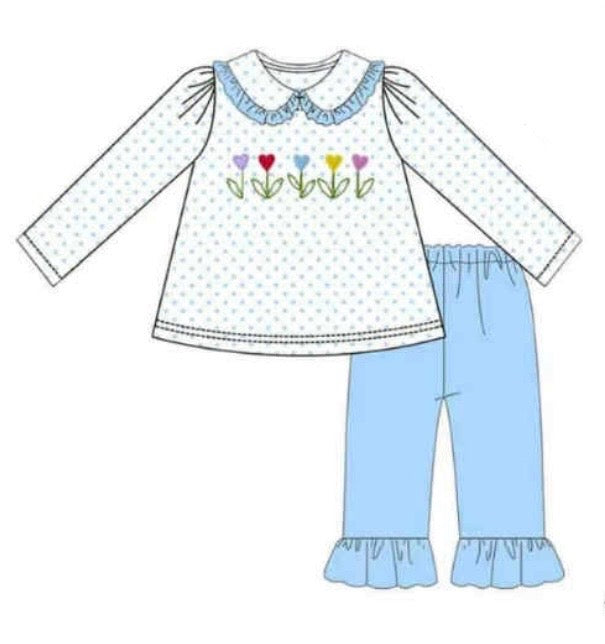 Girl Blue Bloom Pant Set