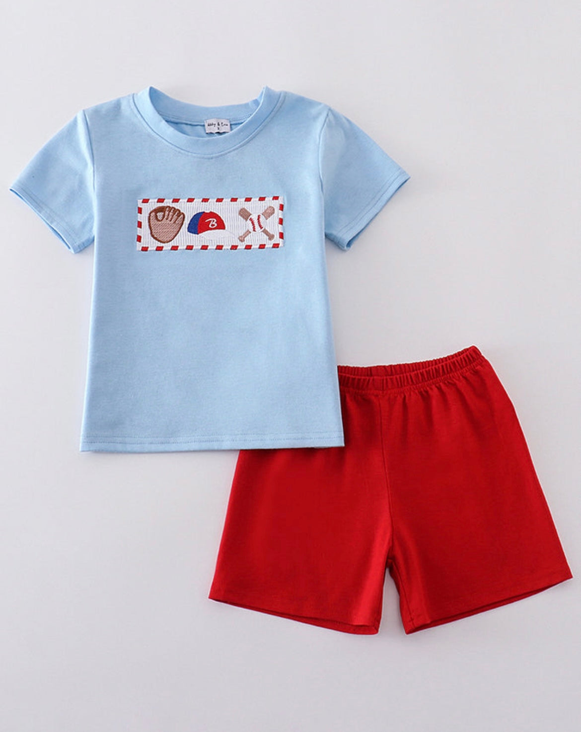 Boys Smocked Baseball Short Set