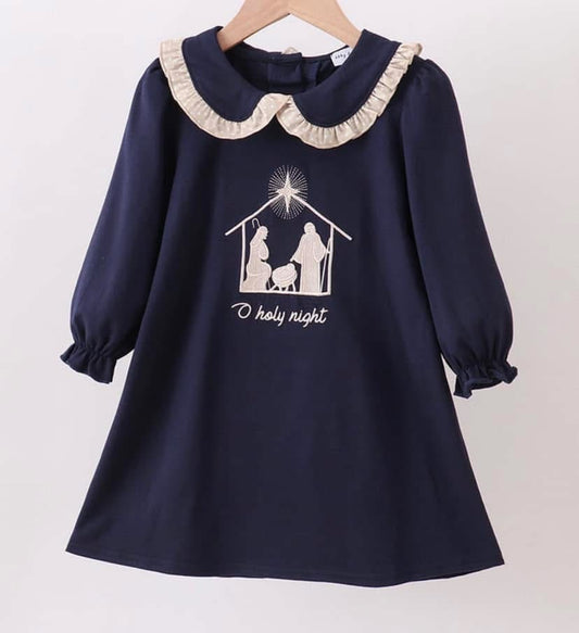 Girl Navy Nativity Dress