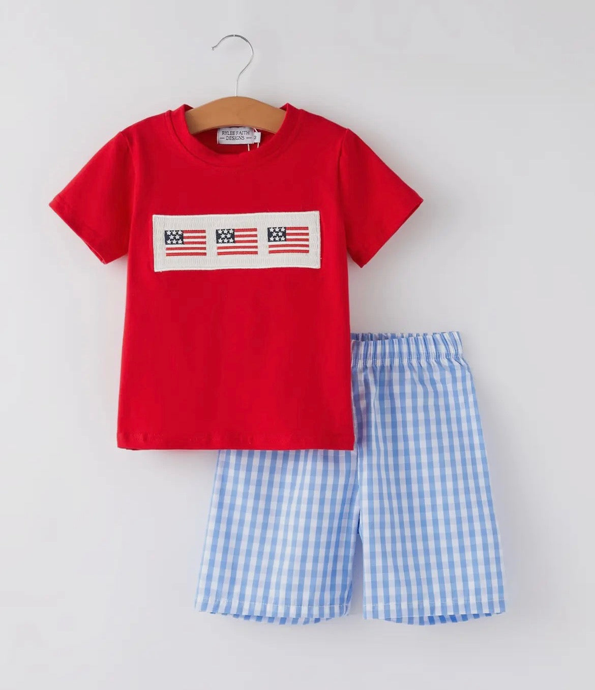 Boys Smocked American Flag Short Set