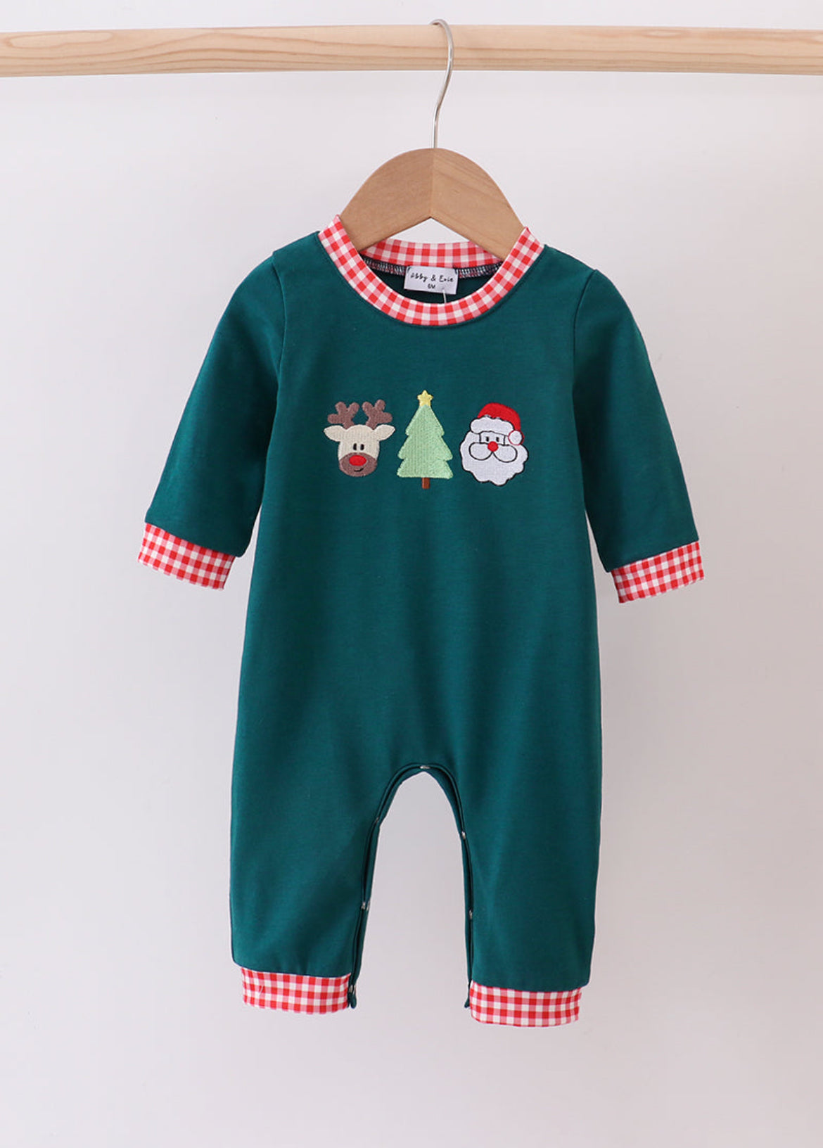 Boys Green Christmas Romper