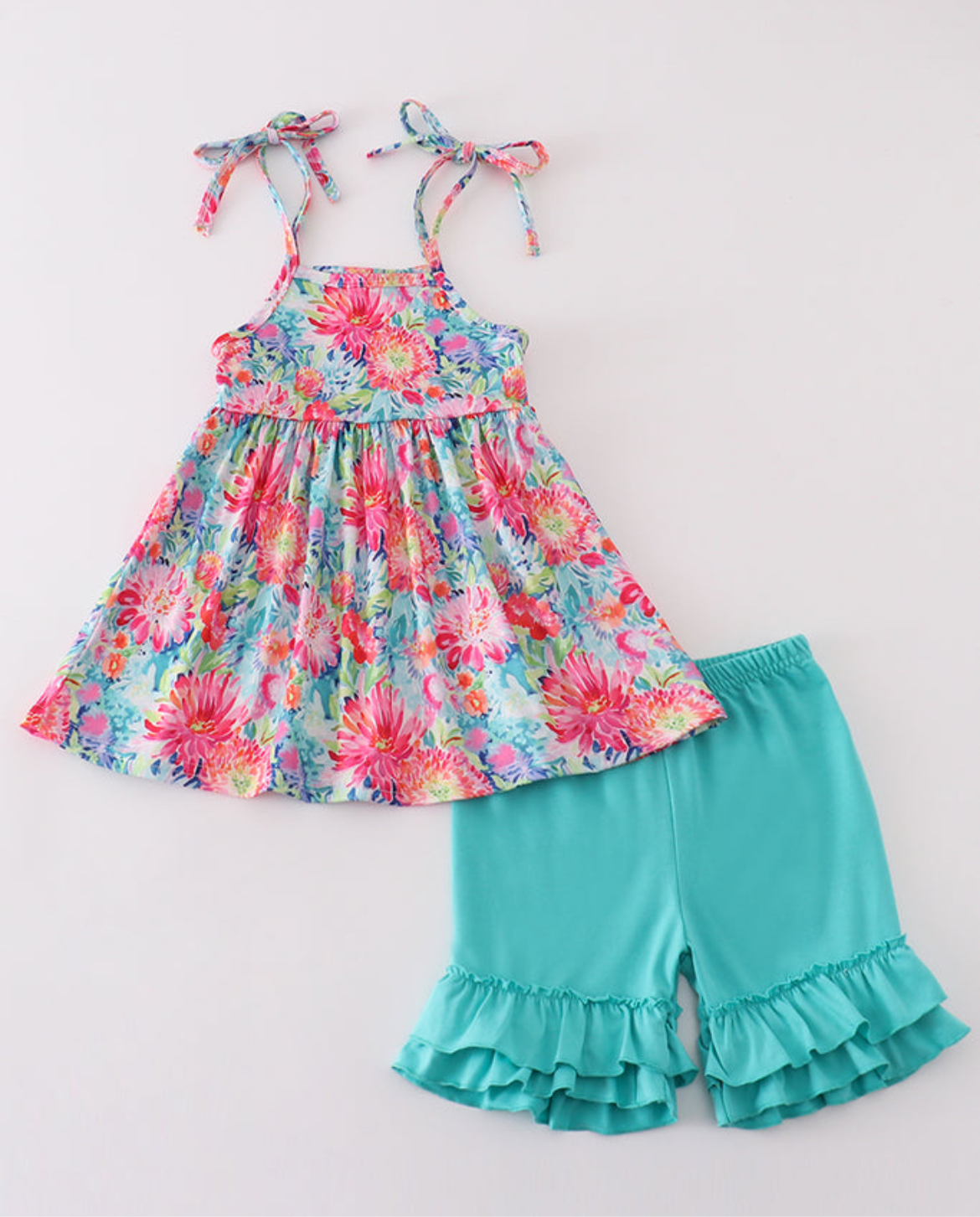 Girl Teal Short Set