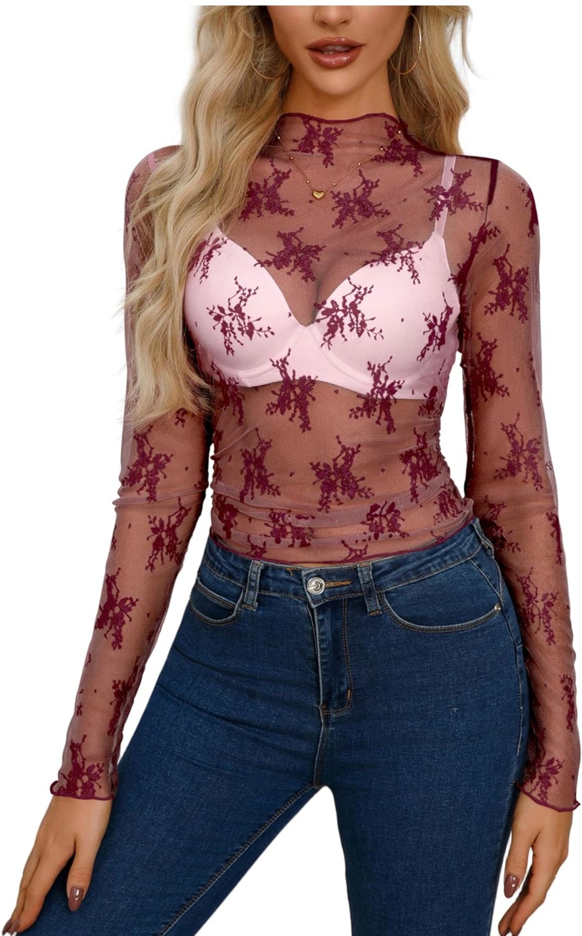 Ladies Purple Mesh Top