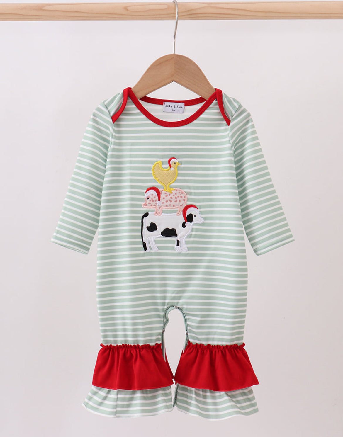 Girl Christmas Farm Animal Romper