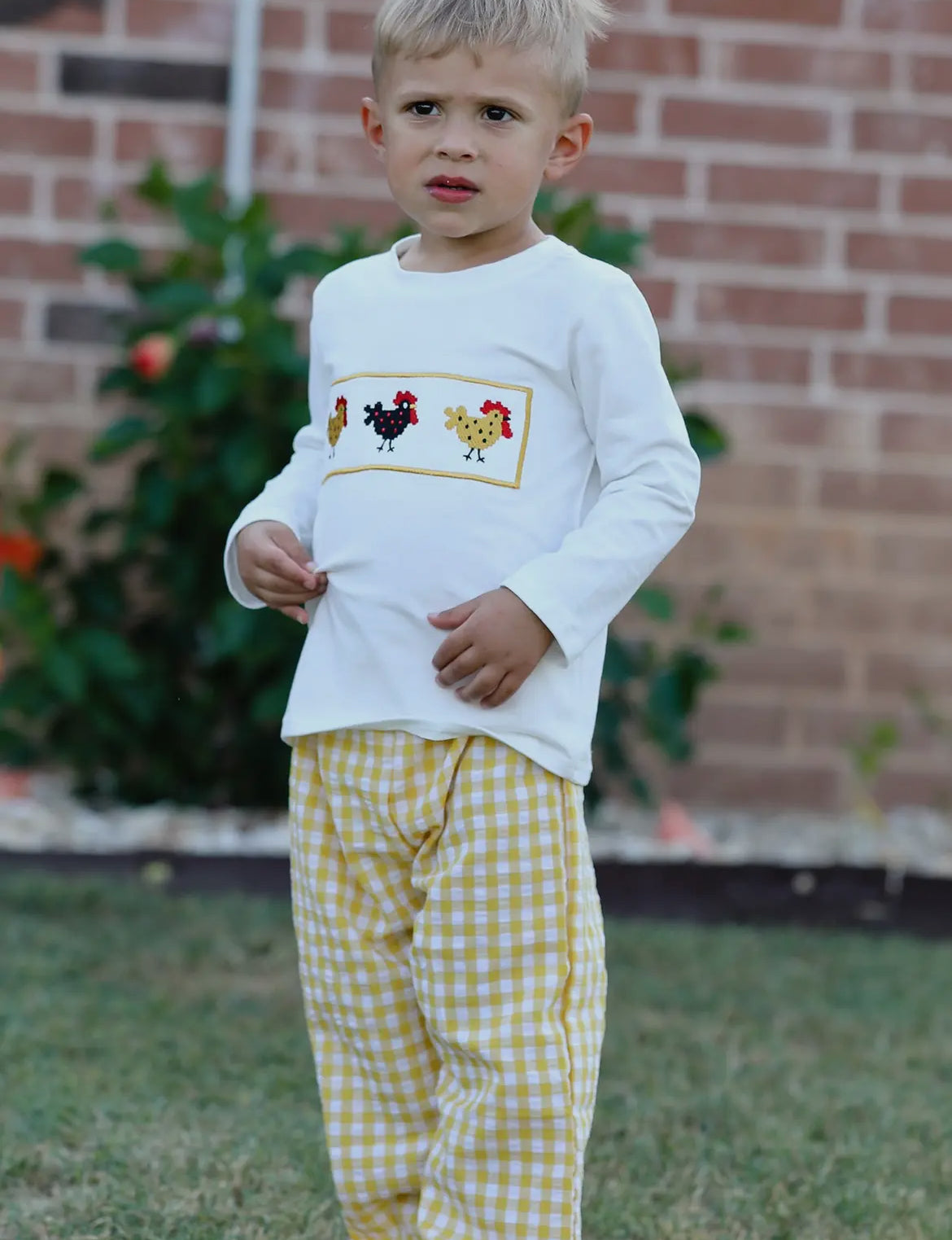 Boys Smocked Chicken Pant Set