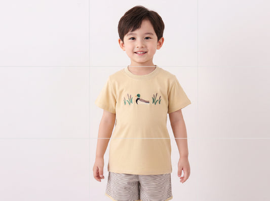 Boys Embroidery Duck Short Set
