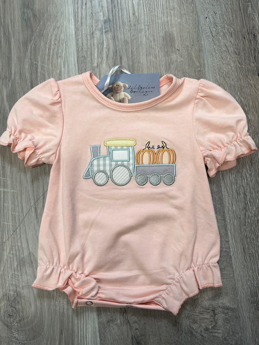 Girl Pumpkin Tractor Romper