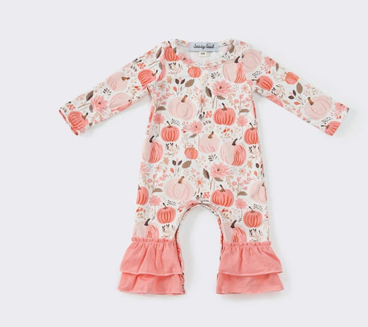 Girl Peach Pumkin Romper