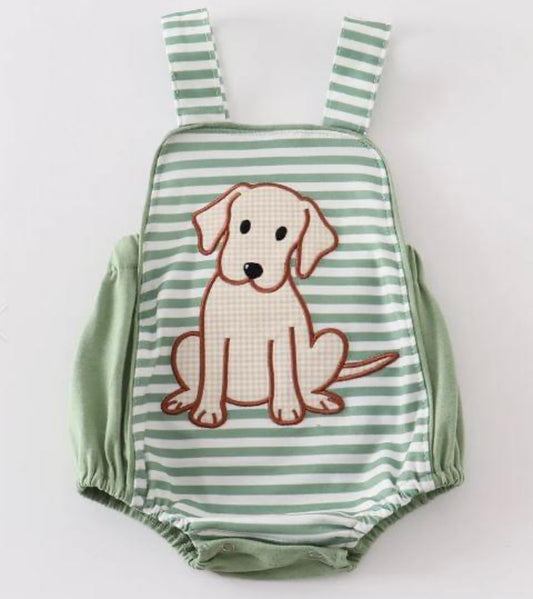 Boy Sage Dog Romper