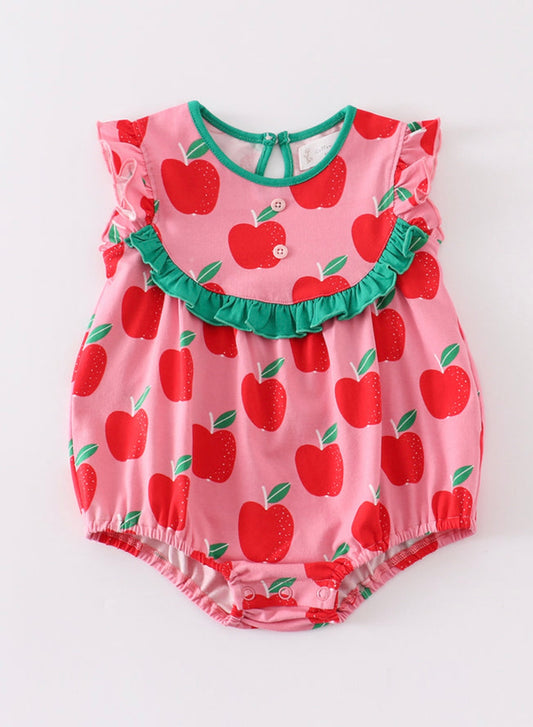 Girl Fall Apple Romper Ecru