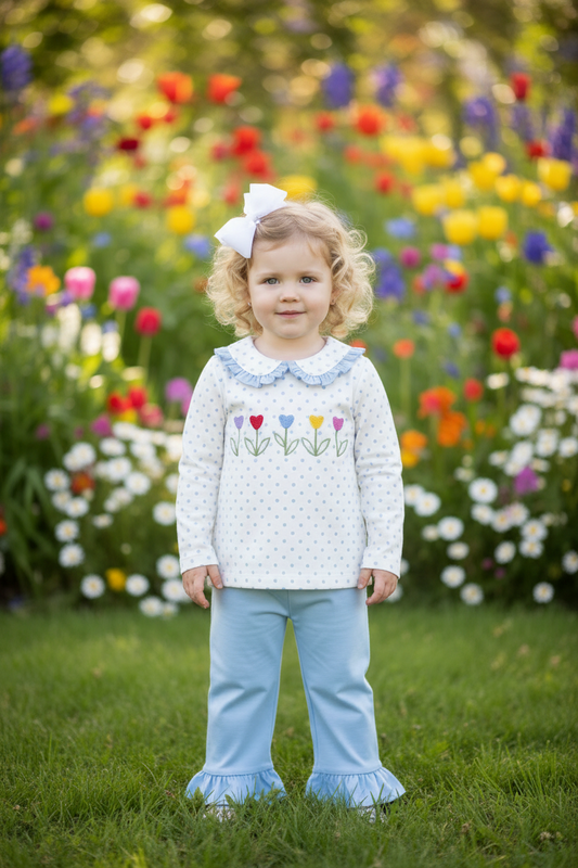 Girl Blue Bloom Pant Set