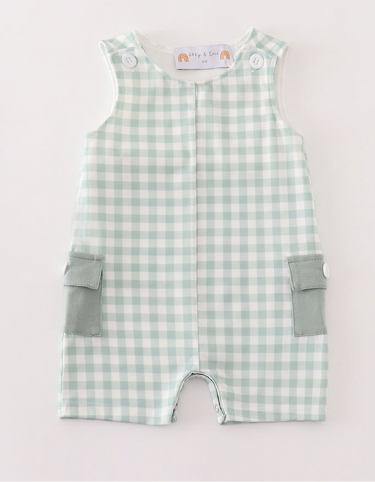 Boy Gingham Fall Romper