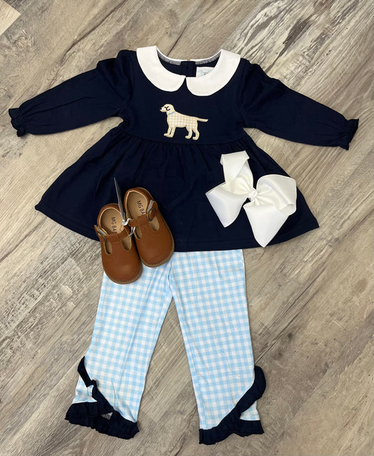 Girl Appliqué Dog Pant Set