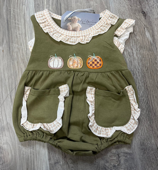 Girl Dog Pumpkin Romper