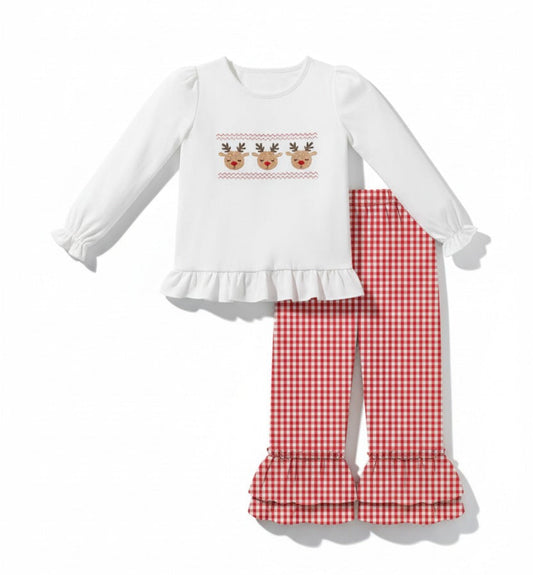 Girl Deer Christmas Pant Set