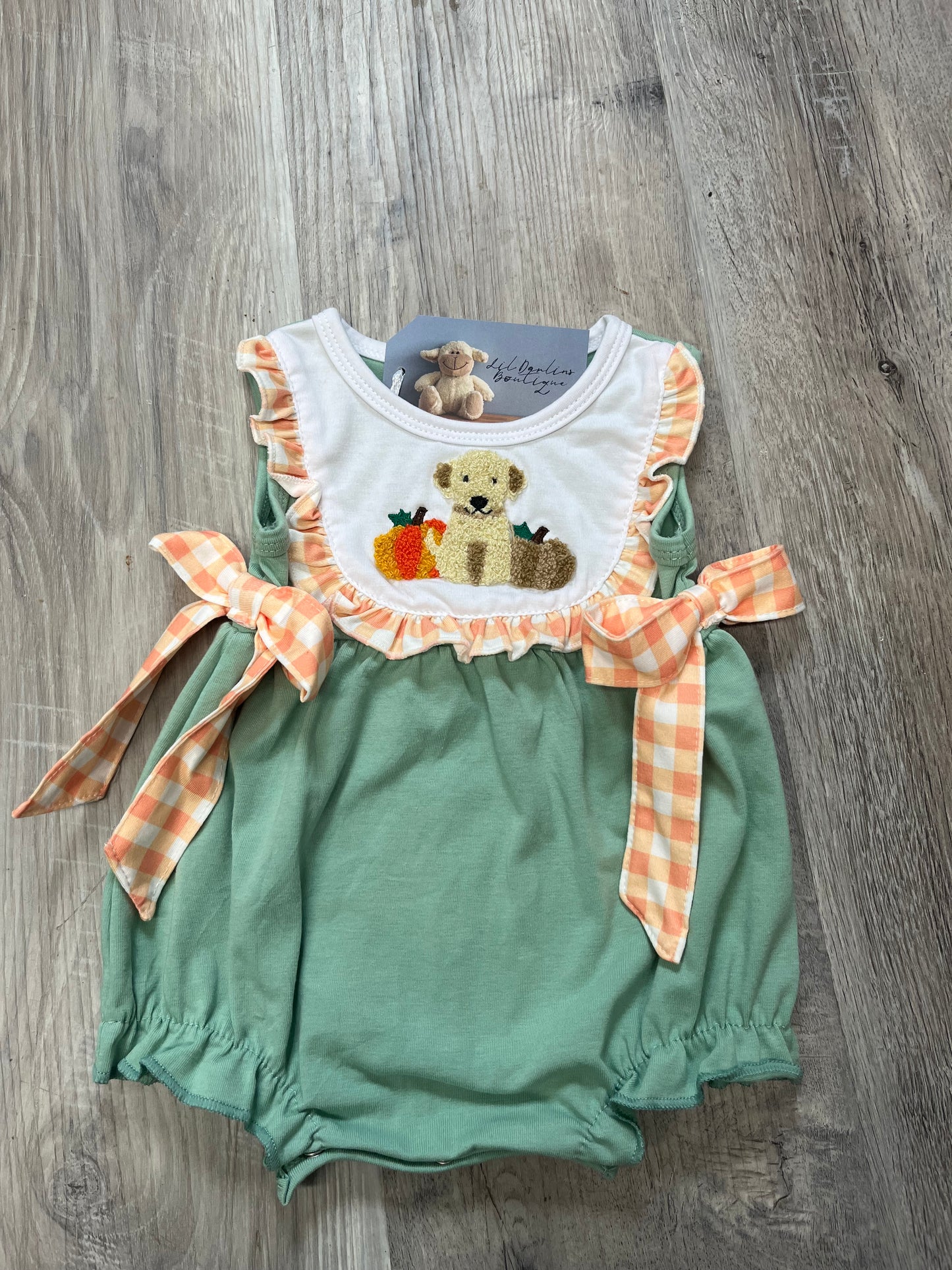 Girl Dog Pumpkin Romper