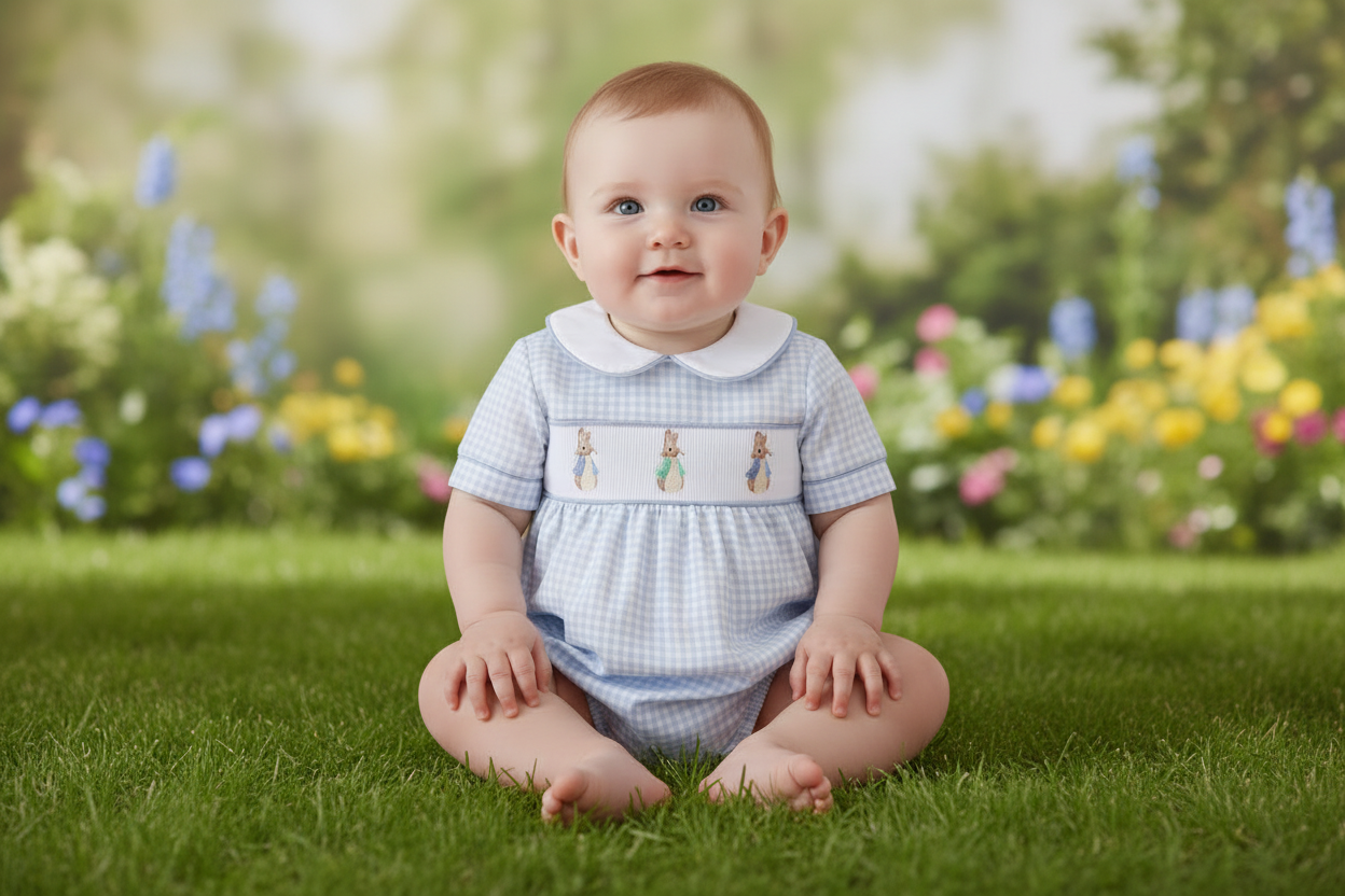 Boys Peter Rabbit Smocked Bubble