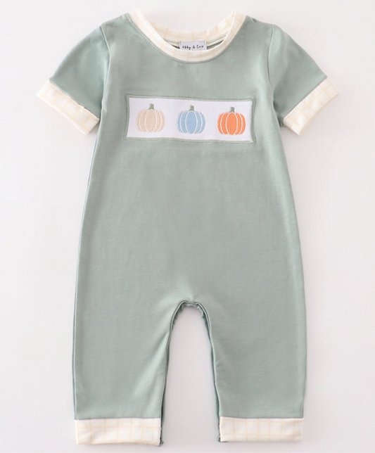 Boy Fall Pumpkin Romper New Albany