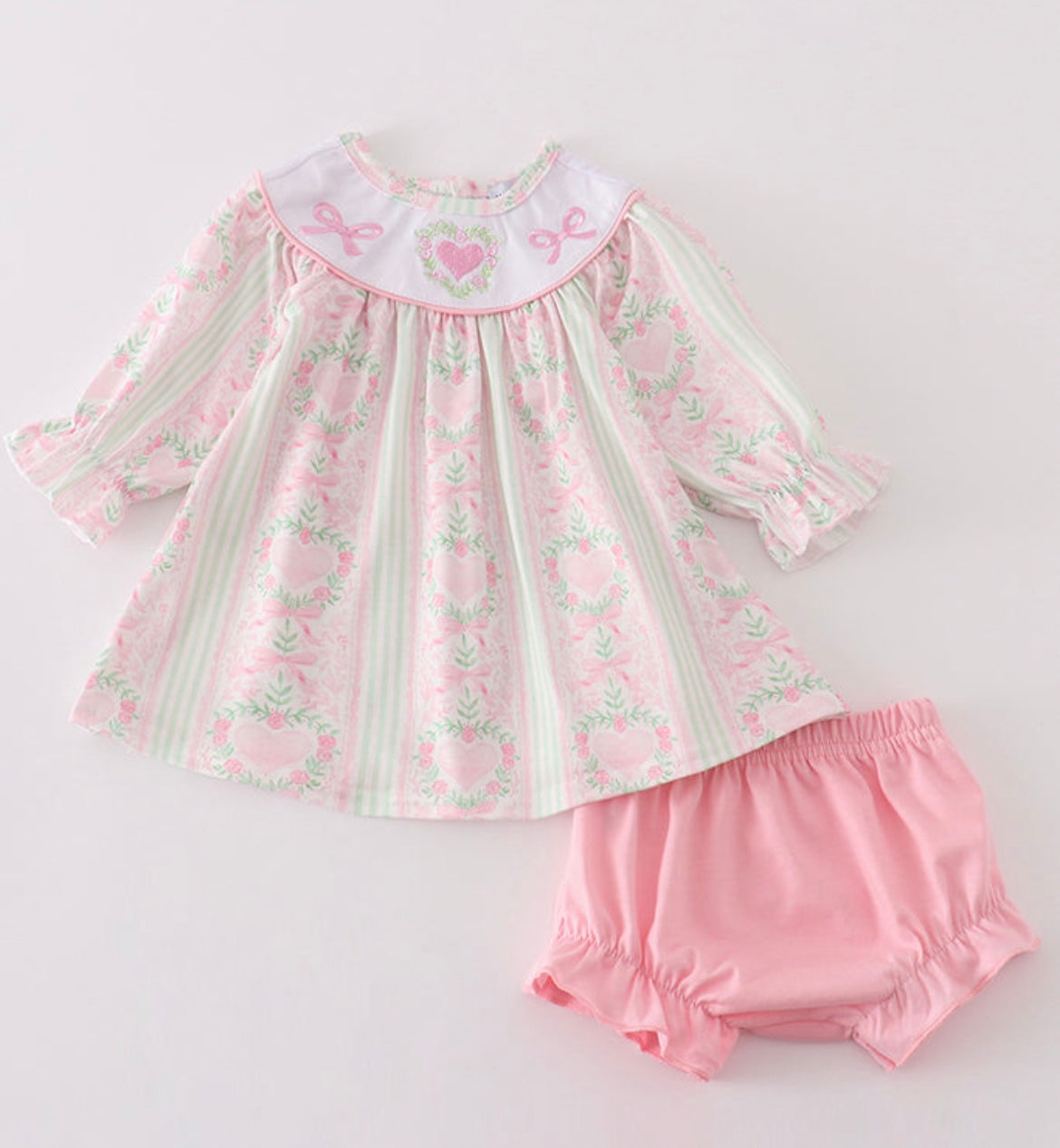 Girl Pink Heart Diaper Set