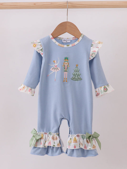 Girl Blue Nutcracker Romper