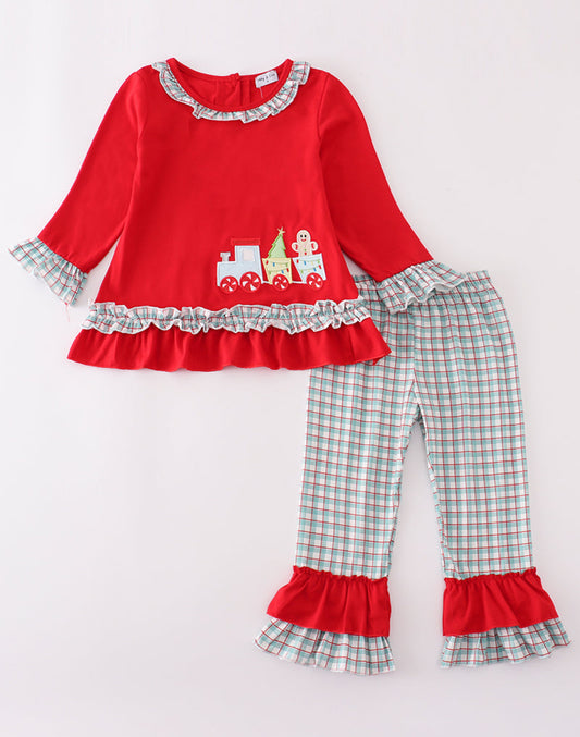 Girl Christmas Train Pant Set