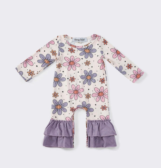 Girl Purple Floral Romper