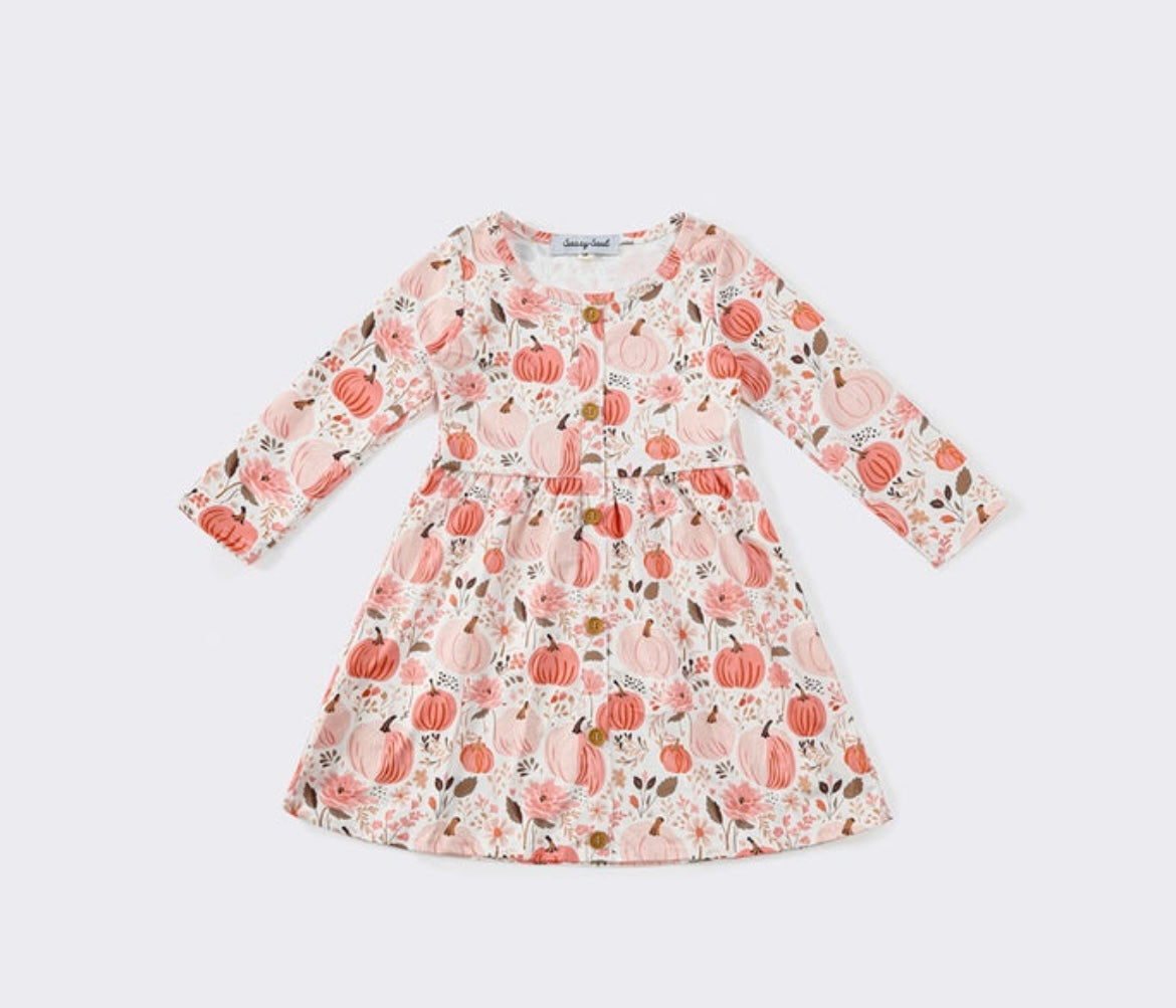 Girl Peach Pumpkin Dress