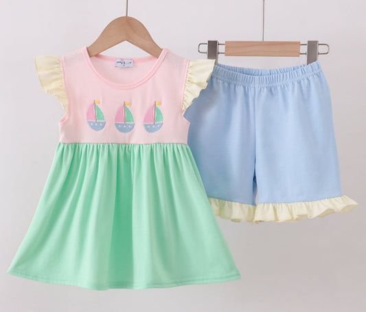 Girl Sailboat Short Set