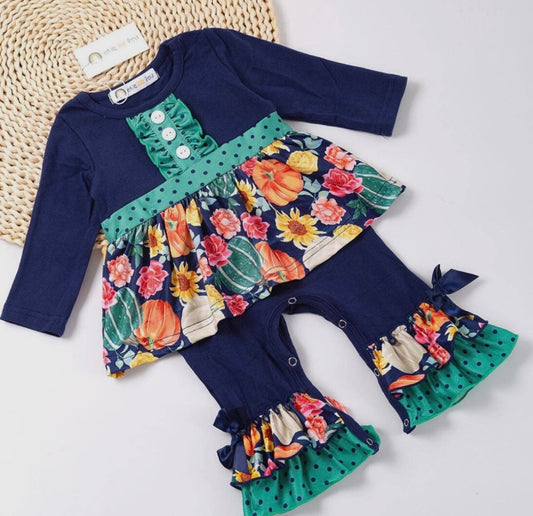 Girl Navy Fall Romper New Albany