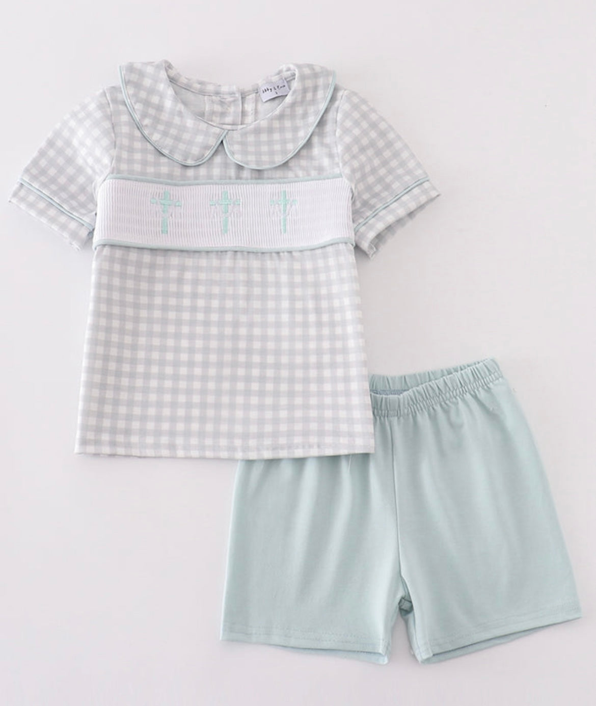 Boys Gingham Cross Short Set