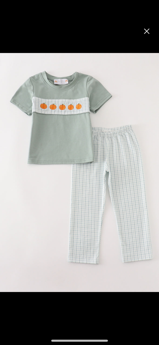 Boys Pumkin Sage Pant Set