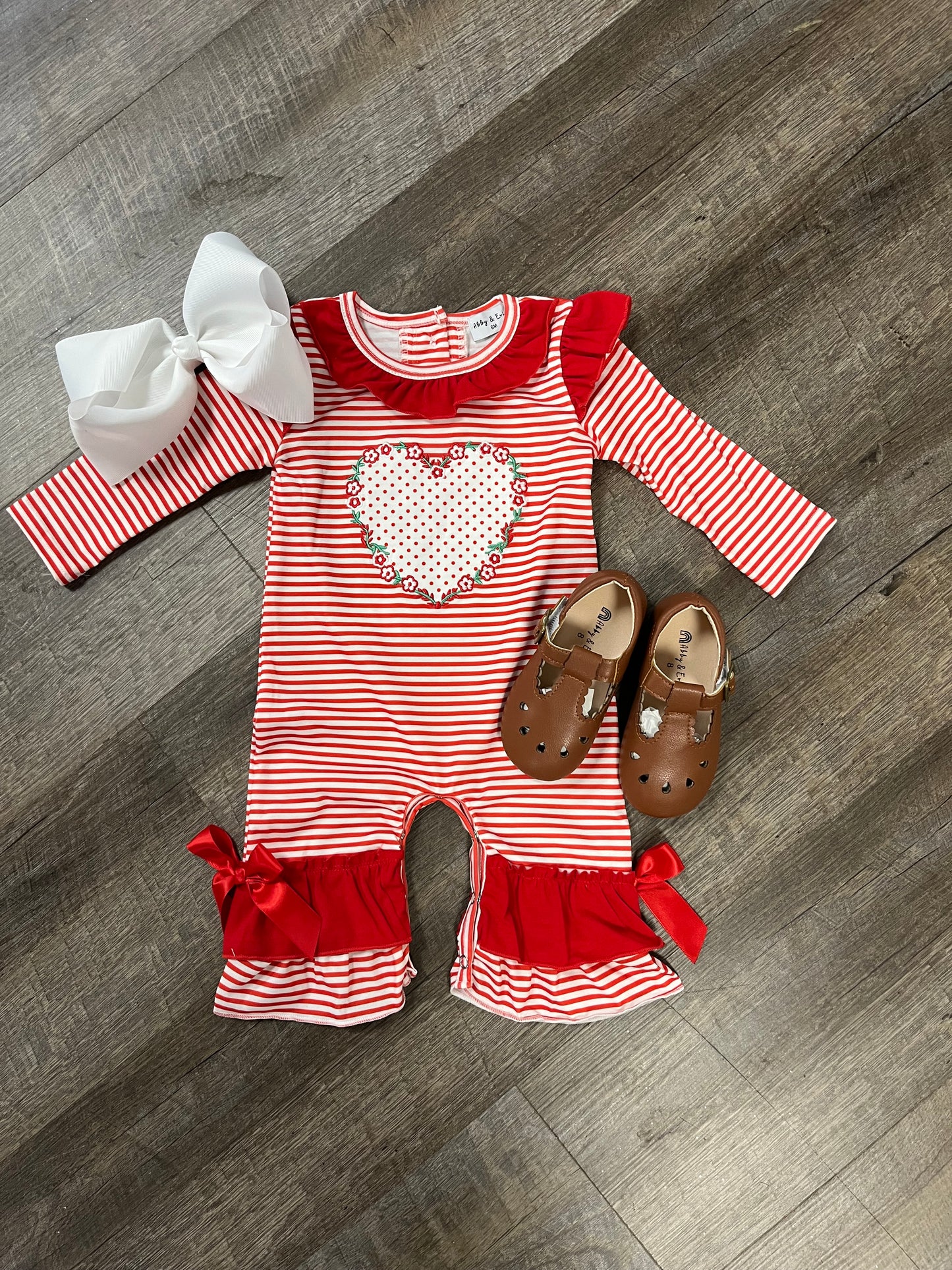 Girl Stripe Heart Romper Clearance