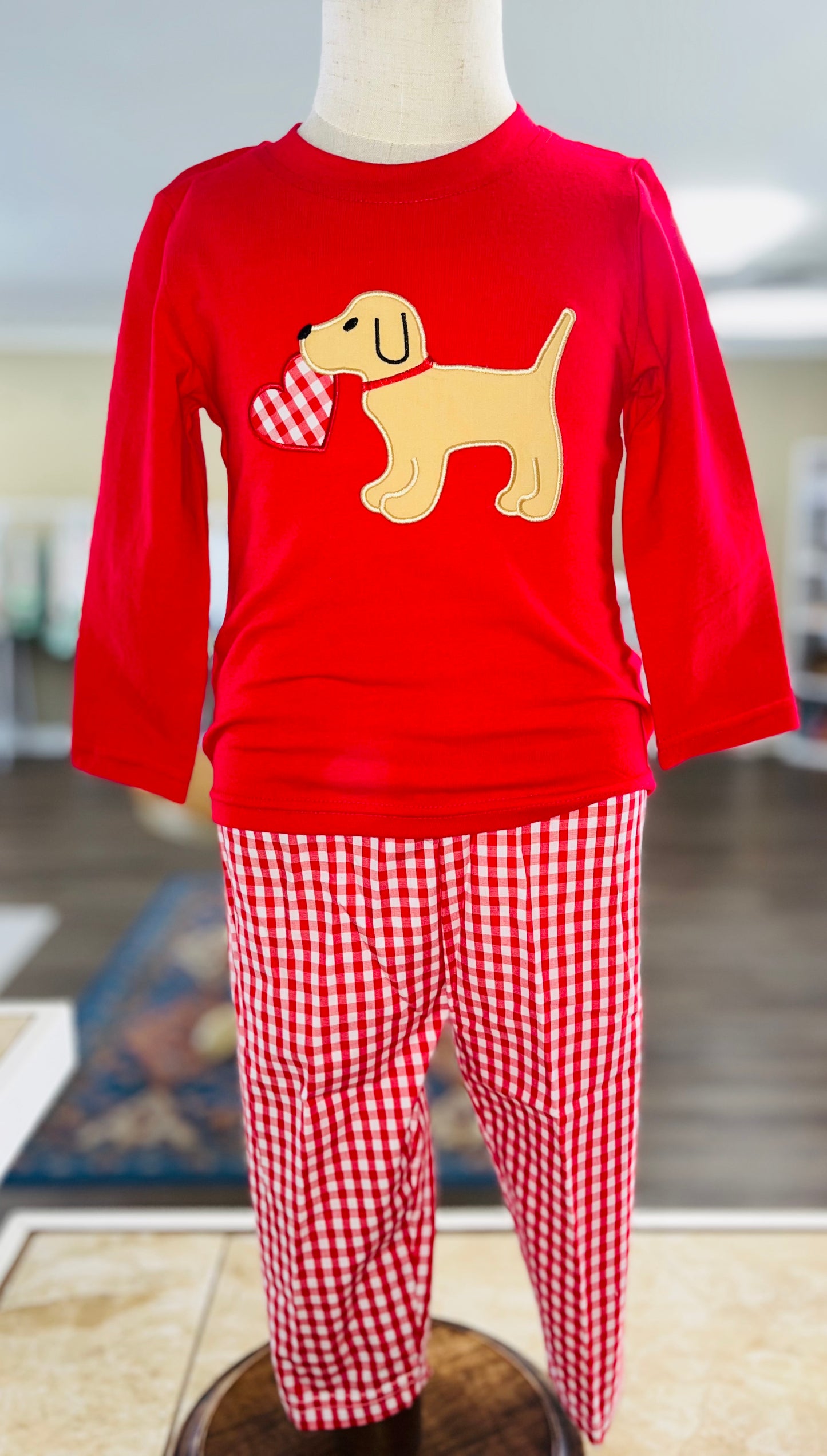 Boy Red Dog Valentine Pant Set Clearance