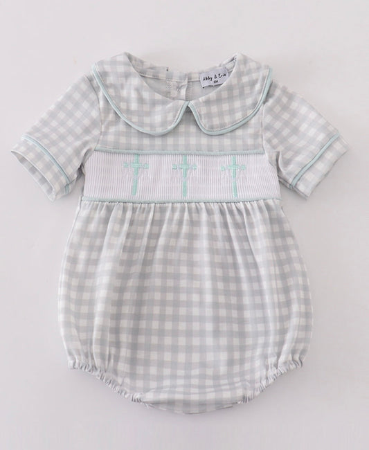 Boys Gingham Cross Romper