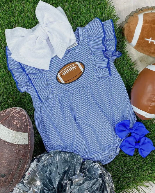 Girl Football Gingham Rompers