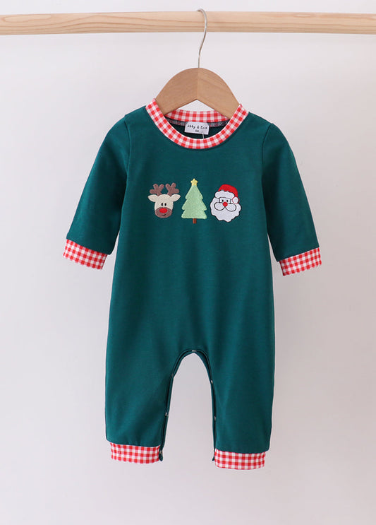 Boys Green Christmas Romper
