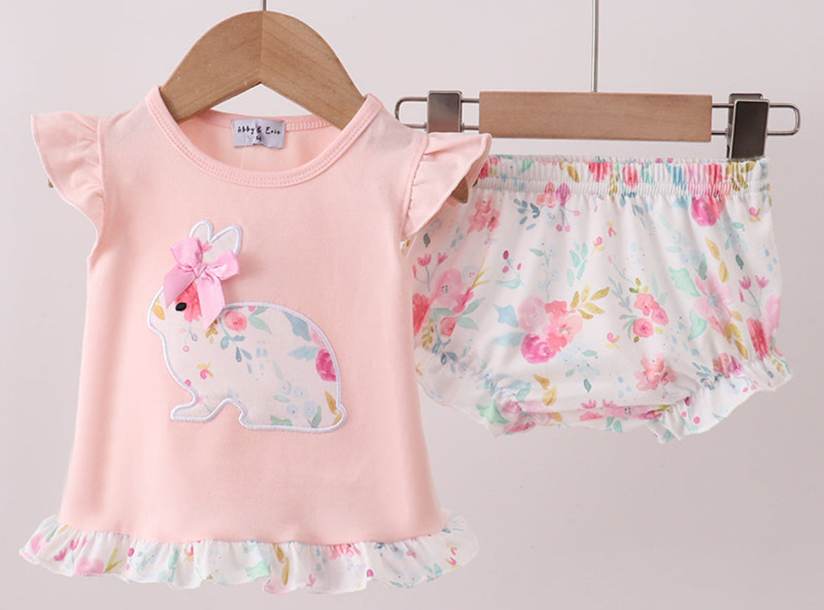 Girl Bunny Fields Diaper Set