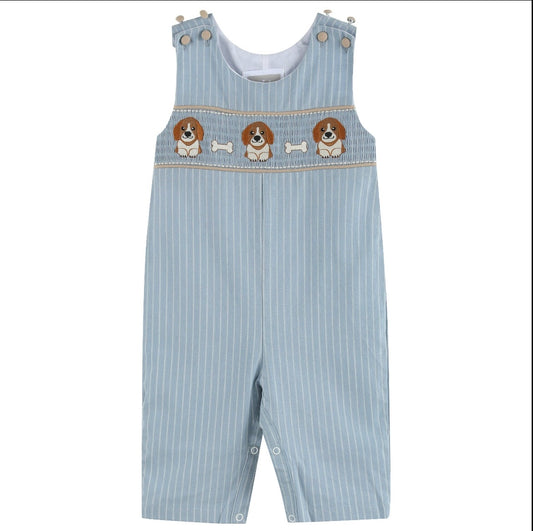 Boy Smocked Dog Romper