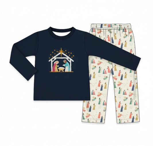 Boys French Knot Nativity Pant Set