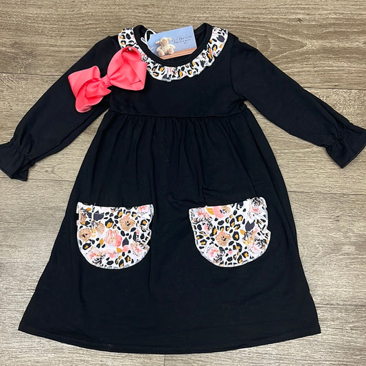 Girls Black Leapord Dress