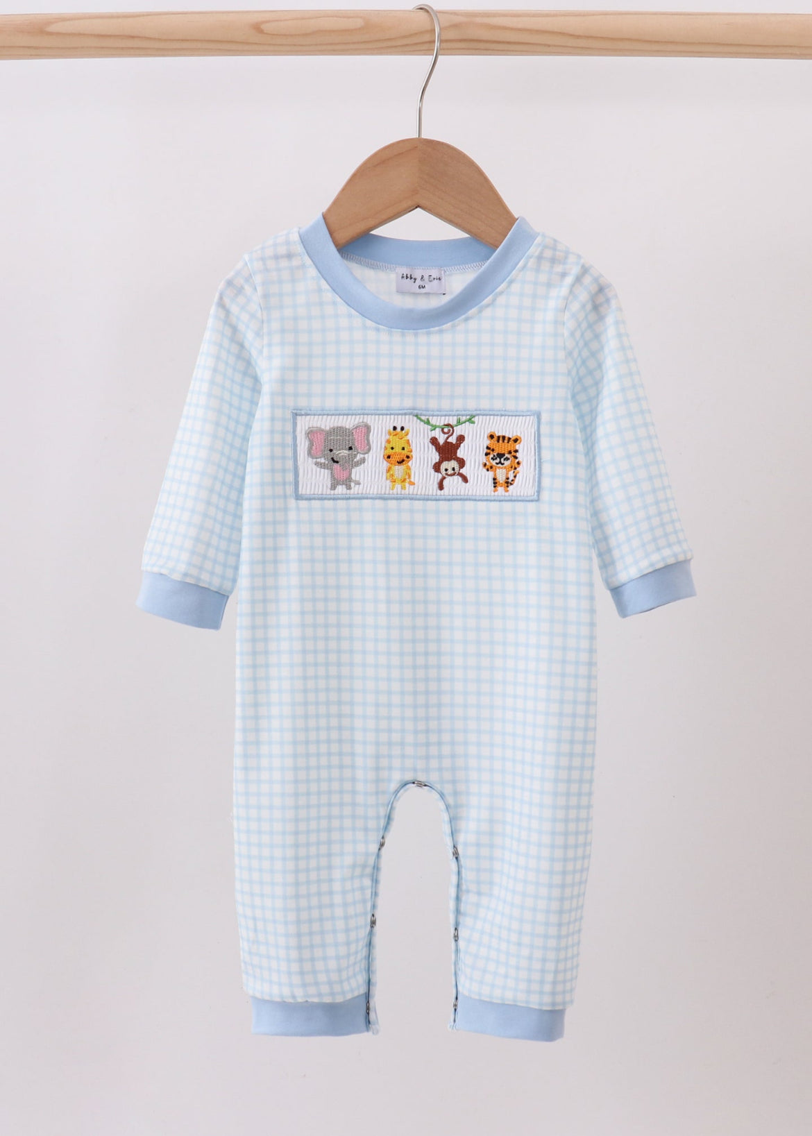 Boys Smocked Safari Animal Romper