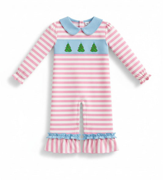 Girl Blue Christmas Romper