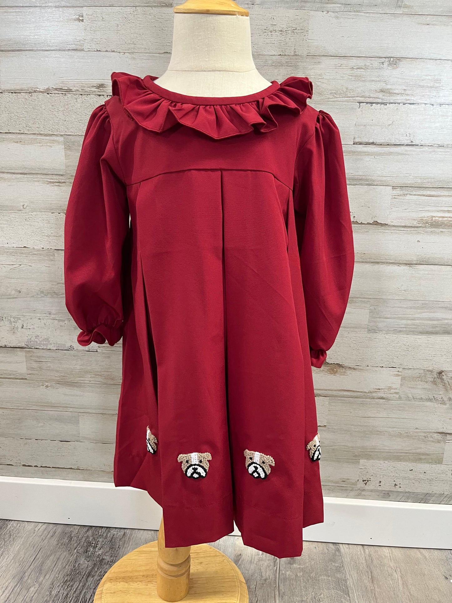 Girl Maroon Dog Dress New Albany