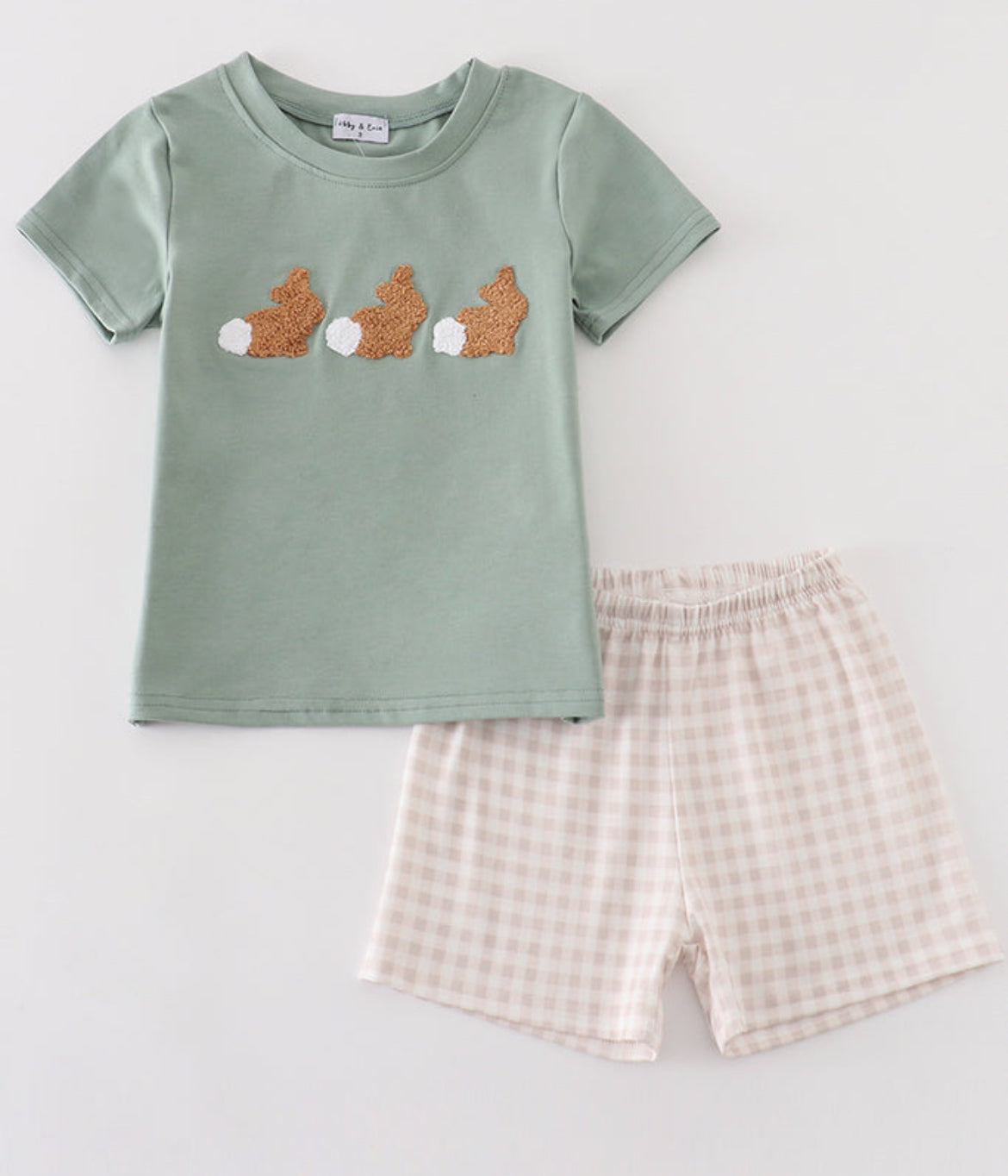 Boys Sage Frenchknot Easter Bunny Short Set