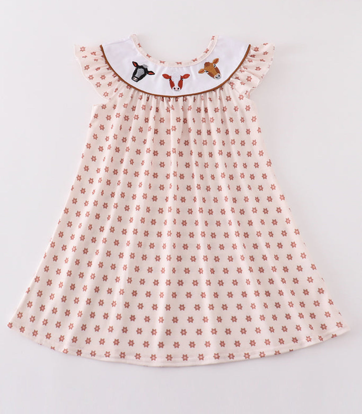 Girl Embroidered Cow Dress