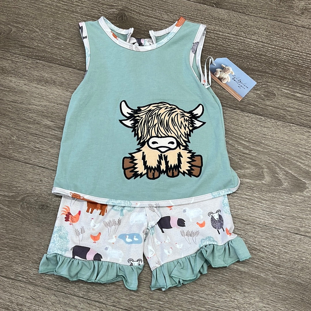 Girl Longhorn Short  Set Ecru